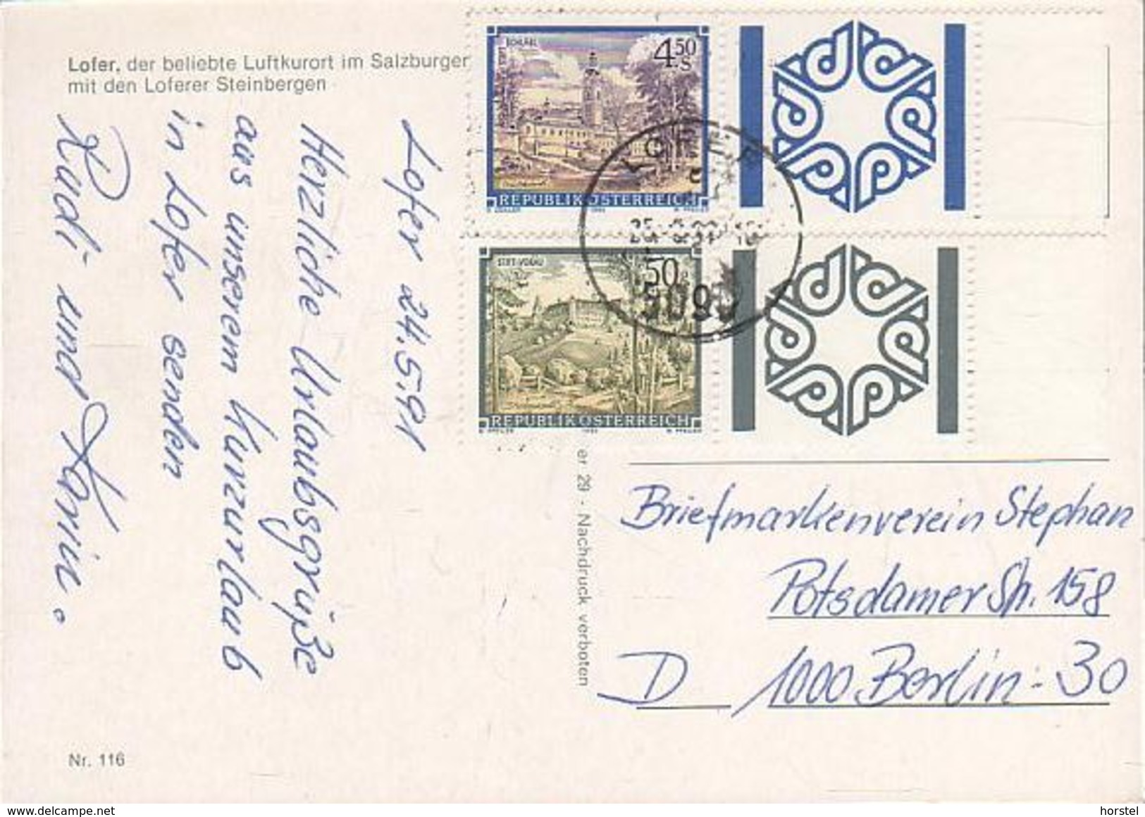 Austria - 5090 Lofer Mit Den Loferer Steinberge  - Ortsansicht - 2x Nice Stamps (mit Rand) - Lofer