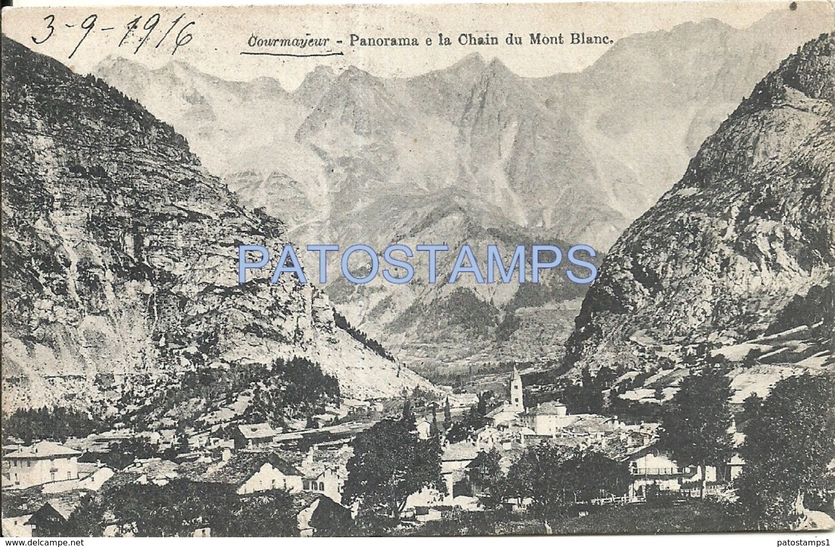 81434 ITALY COURMAYEUR PANORAMA E LACHAIN OF MONT BLANC CIRCULATED TO ARGENTINA POSTAL POSTCARD - Altri & Non Classificati