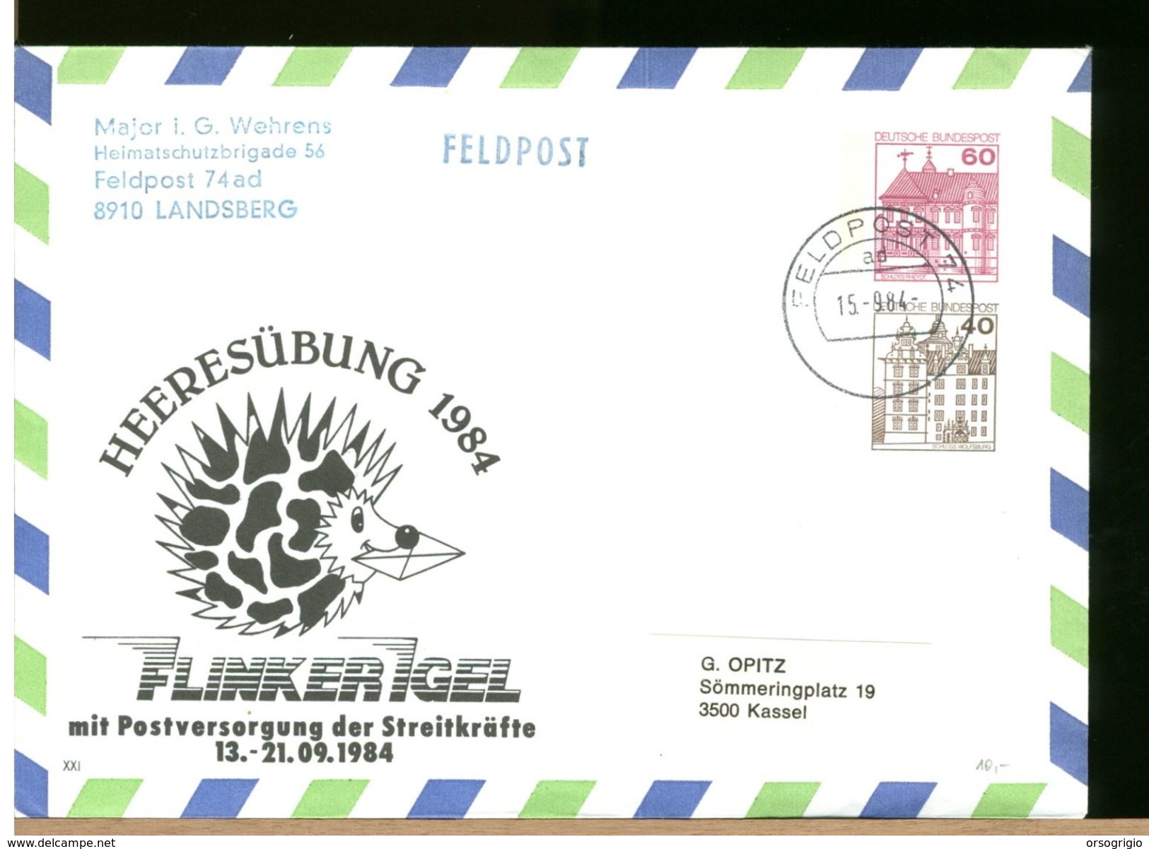 GERMANIA - LANDSBERG - FELDPOST - FLINKER IGEL - Enveloppes Privées - Neuves