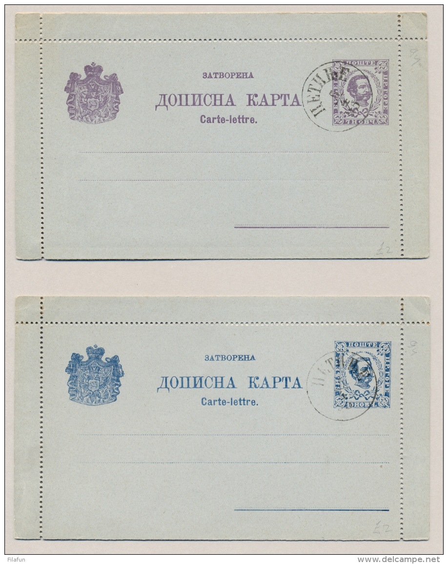 Montenegro - 1894 - Set Of 2 Lettercards - Cancelled, Not Used - Montenegro