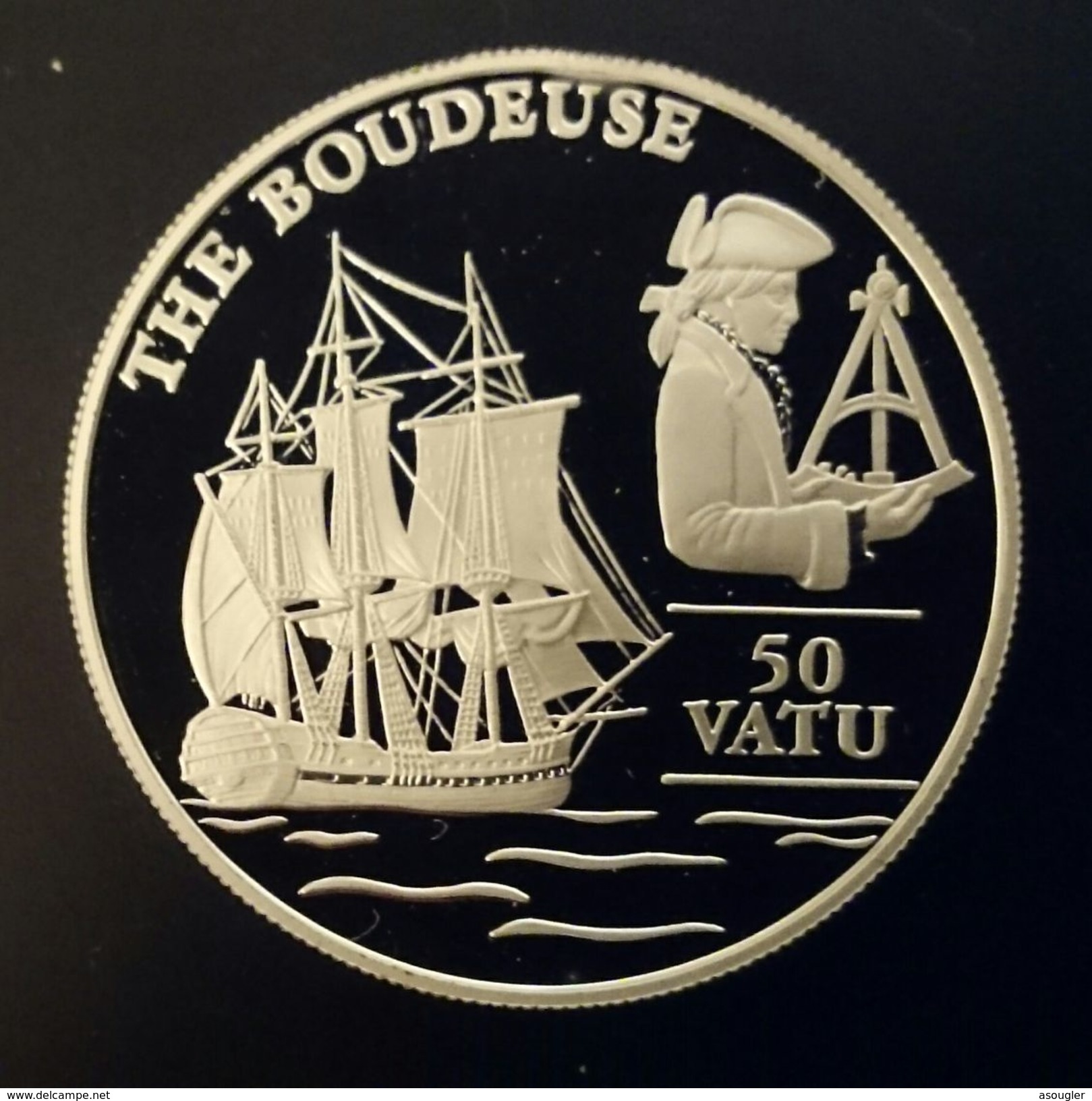 VANUATU 50 VATU 1993 SILVER PROOF "The Boudeuse" Free Shipping Via Registered Air Mail - Vanuatu