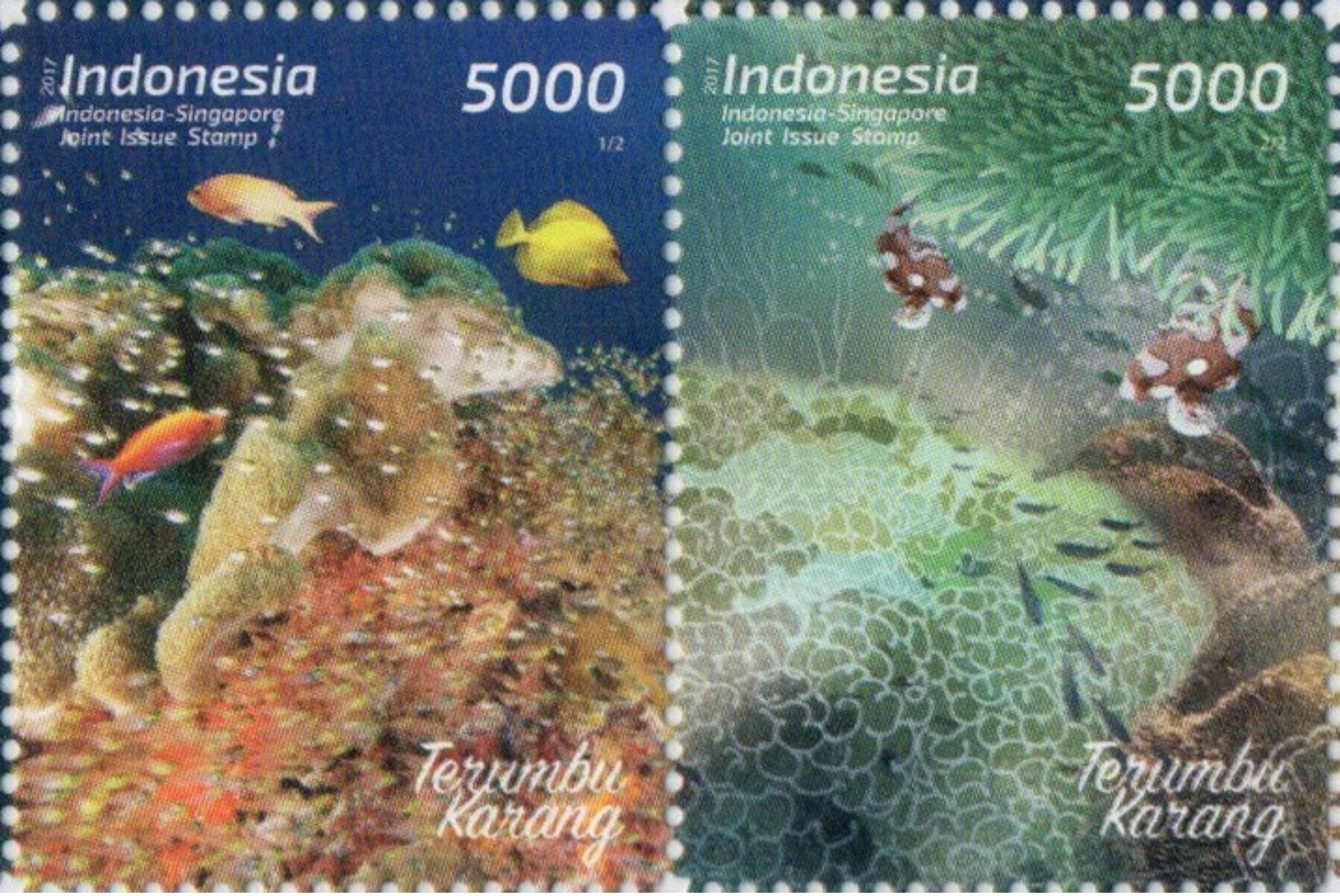 INDONESIA 2017-10 JOINT ISSUE W/ SINGAPORE MARINE LIFE CORAL SET STAMPS MNH - Indonésie