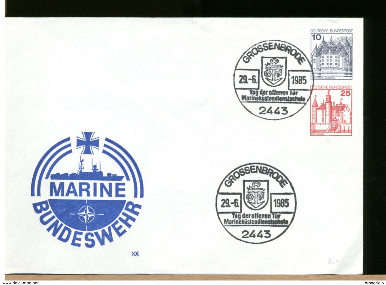 GERMANIA - Intero Postale Ganzsachen - GROSSENBRODE - MARINE SCHULE - 1985 - Enveloppes Privées - Neuves