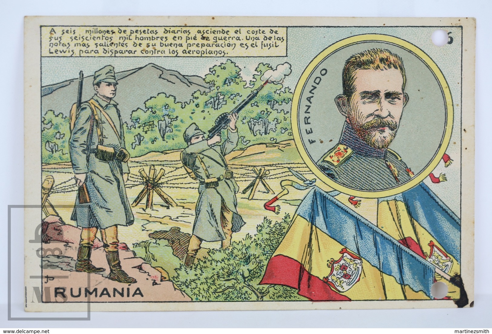 Old WWI Romania Illustrated Postcard - King Ferdinand Of Rumania, Posted 1918 - Oorlog 1914-18