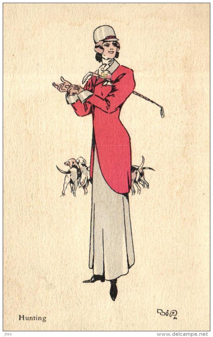 B 2359 - Illustrateur  Hunting    Jeune Femme    Chasse Et Chiens De Chasse - Autres & Non Classés