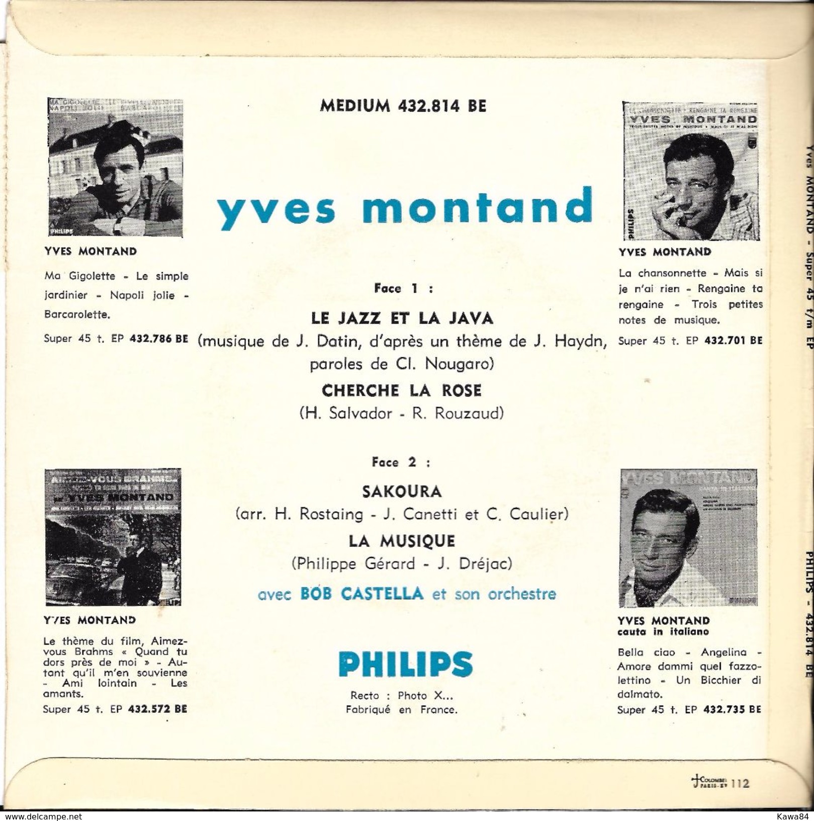 EP 45 RPM (7")  Yves Montand / Claude Nougaro / Henri Salvador  "  Sakoura  " - Autres - Musique Française