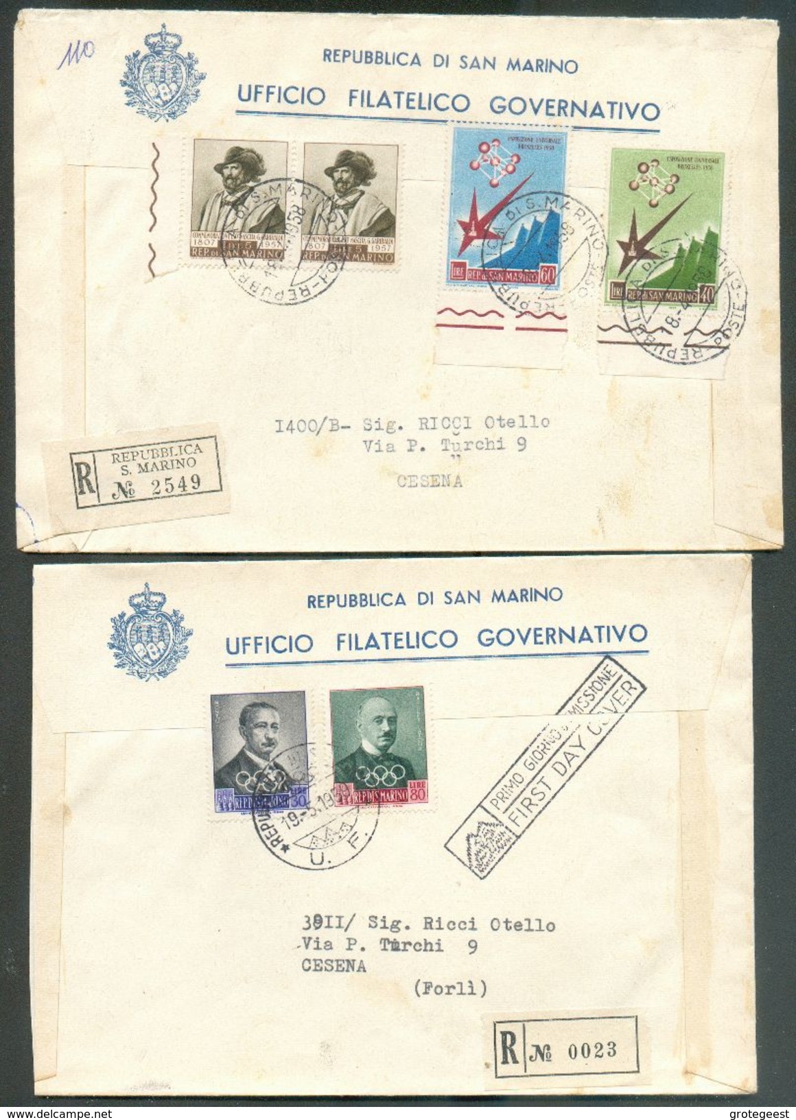 6 Lettres Recommandées + 1Carte  Vers Cesena (Italie) - 12277 - Lettres & Documents