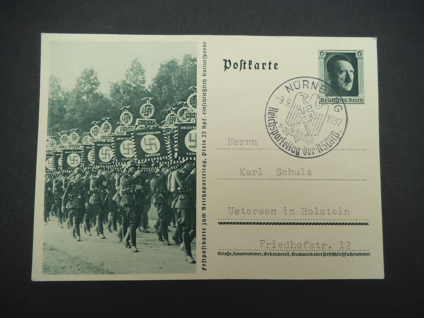 DR, 9.9.1937, Postkarte - Weltkrieg 1939-45