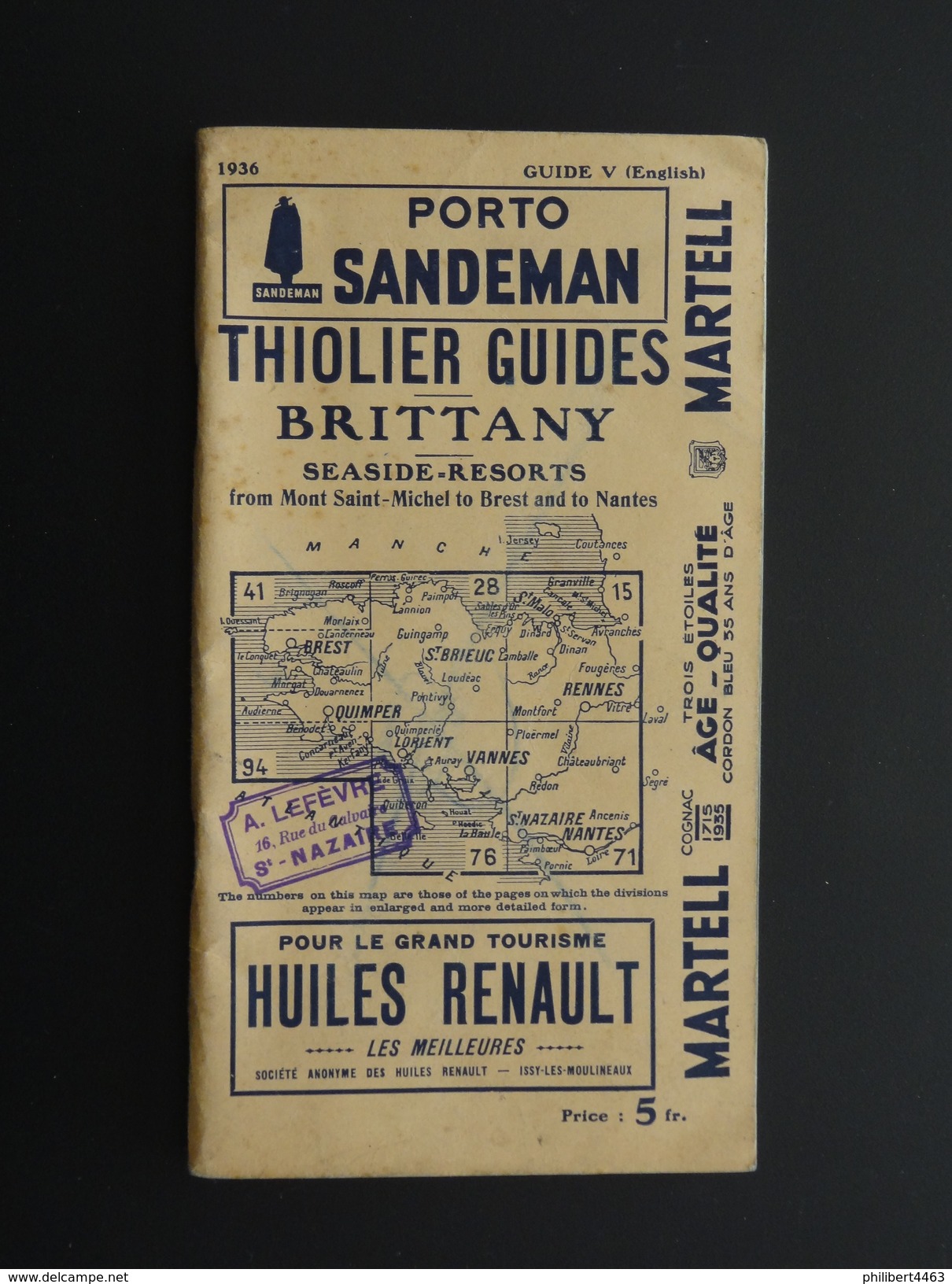 THIOLIER GUIDES BRITTANY 1936 - Cuadernillos Turísticos