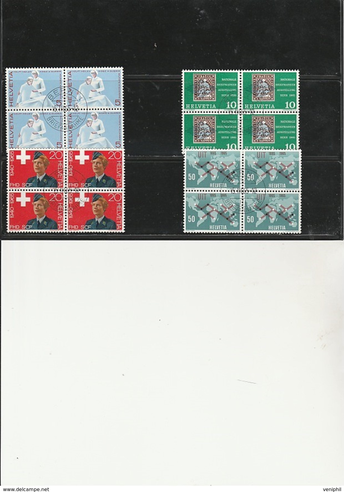 SUISSE N° 743 A 746 EN BLOC DE 4 OBLITERES - TTB- ANNEE 1965 - Used Stamps