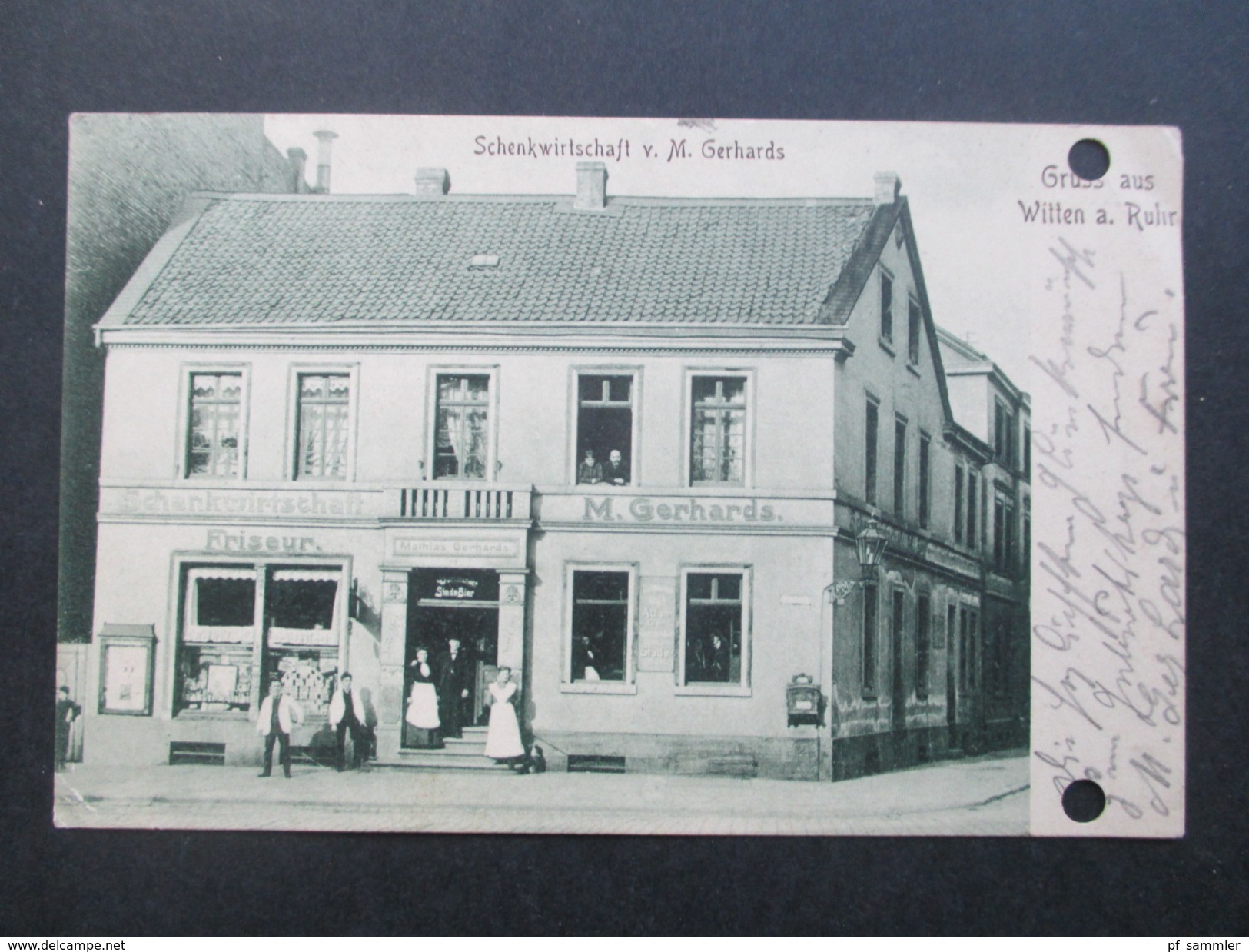 AK 1914 Schenkwirtschaft V. M. Gerhards. Gruss Aus Witten An Der Ruhr. Briefkasten/Friseur. C. Schrick, Witten A.d. Ruhr - Hotels & Gaststätten