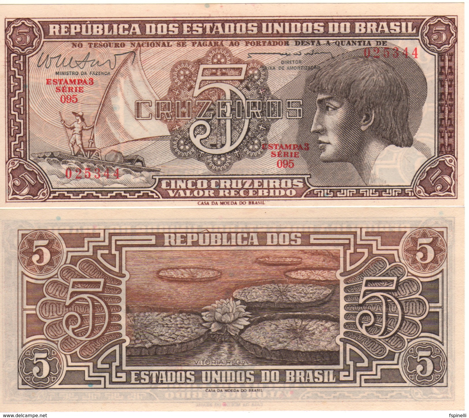 BRAZIL   5 Cruzeiros  P166b  " UNC - Brasil