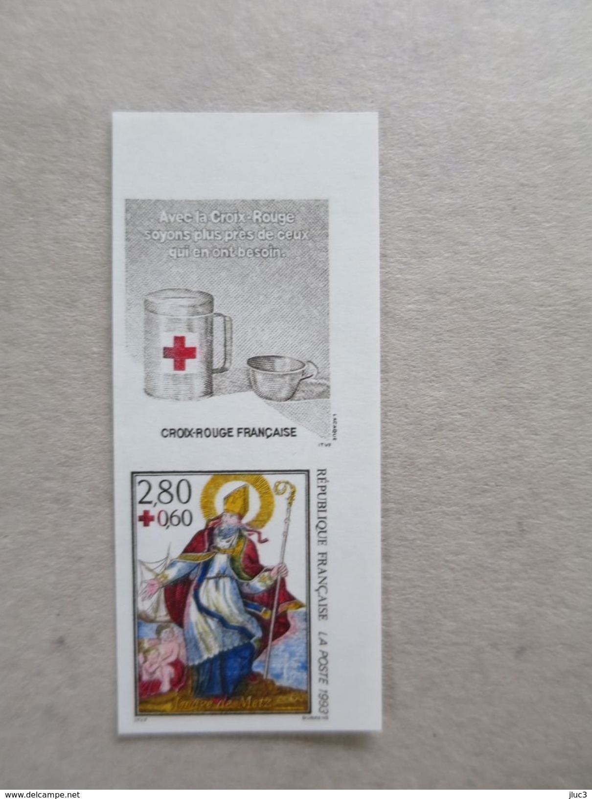 ZFraN2853b - RARE - FRANCE 1993 - Le Bon TIMBRE  N° 2853b  Non Dentelé  Neuf** + Vignette  -- Qualité LUXE - Croix Rouge - 1991-2000