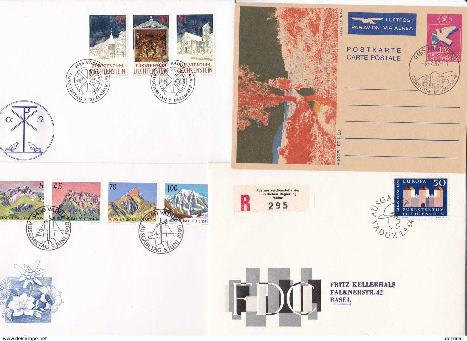 Liechtenstein FDC Lot 4 Covers 1964-1992 - Briefe U. Dokumente