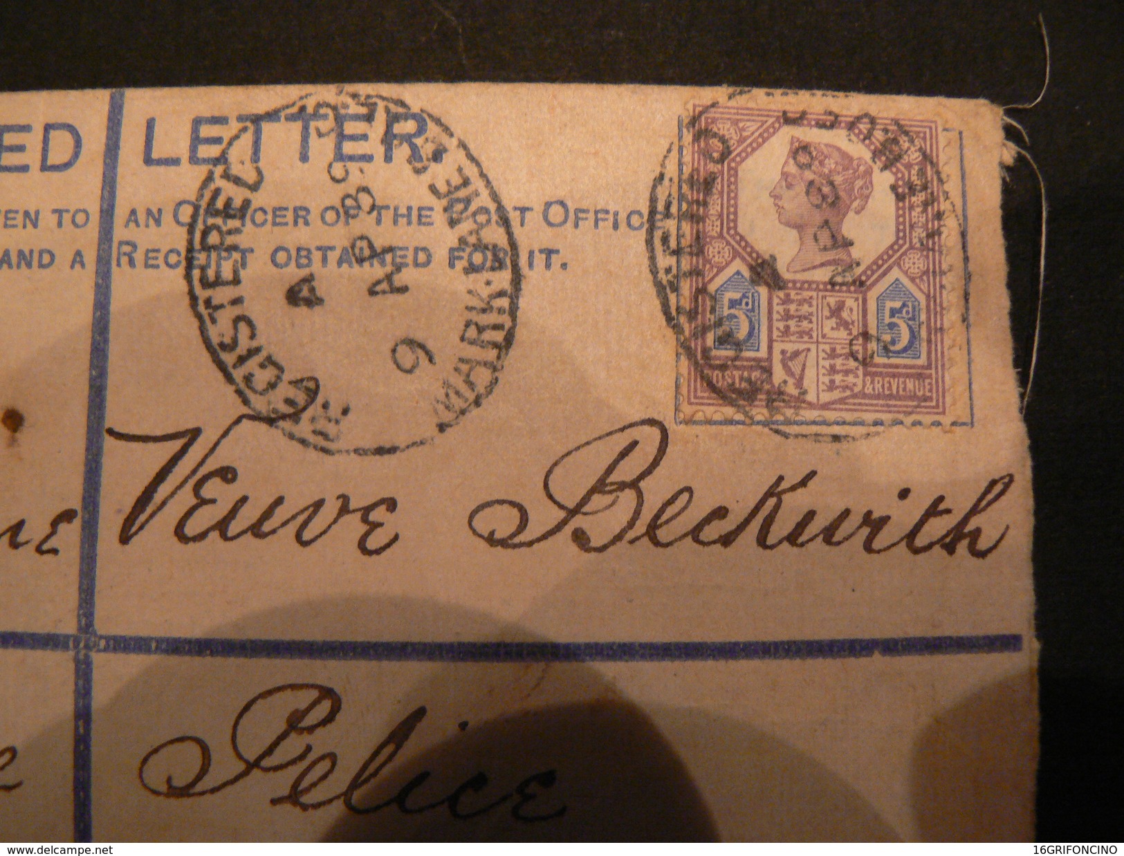 11 APRIL  1889  ..REGISTERED LETTER WITH POSTAGESTAMP OF 5 PENNY..  ....5 PENNY SI REGISTERED LETTER - Storia Postale