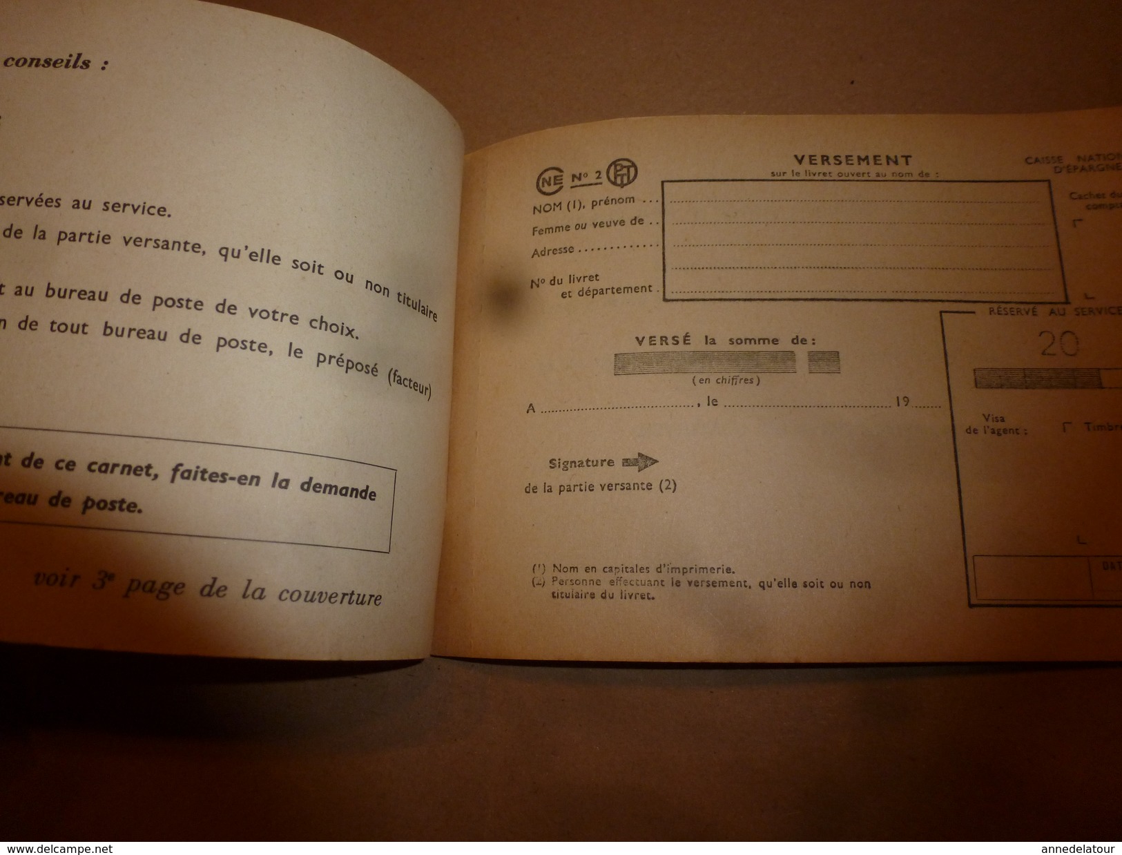 1960-1970  CAISSE NATIONALE D'EPARGNE ,  Formules De Versement Et De Remboursement ,  POSTE Et TELECOMMUNICATIONS - Banque & Assurance