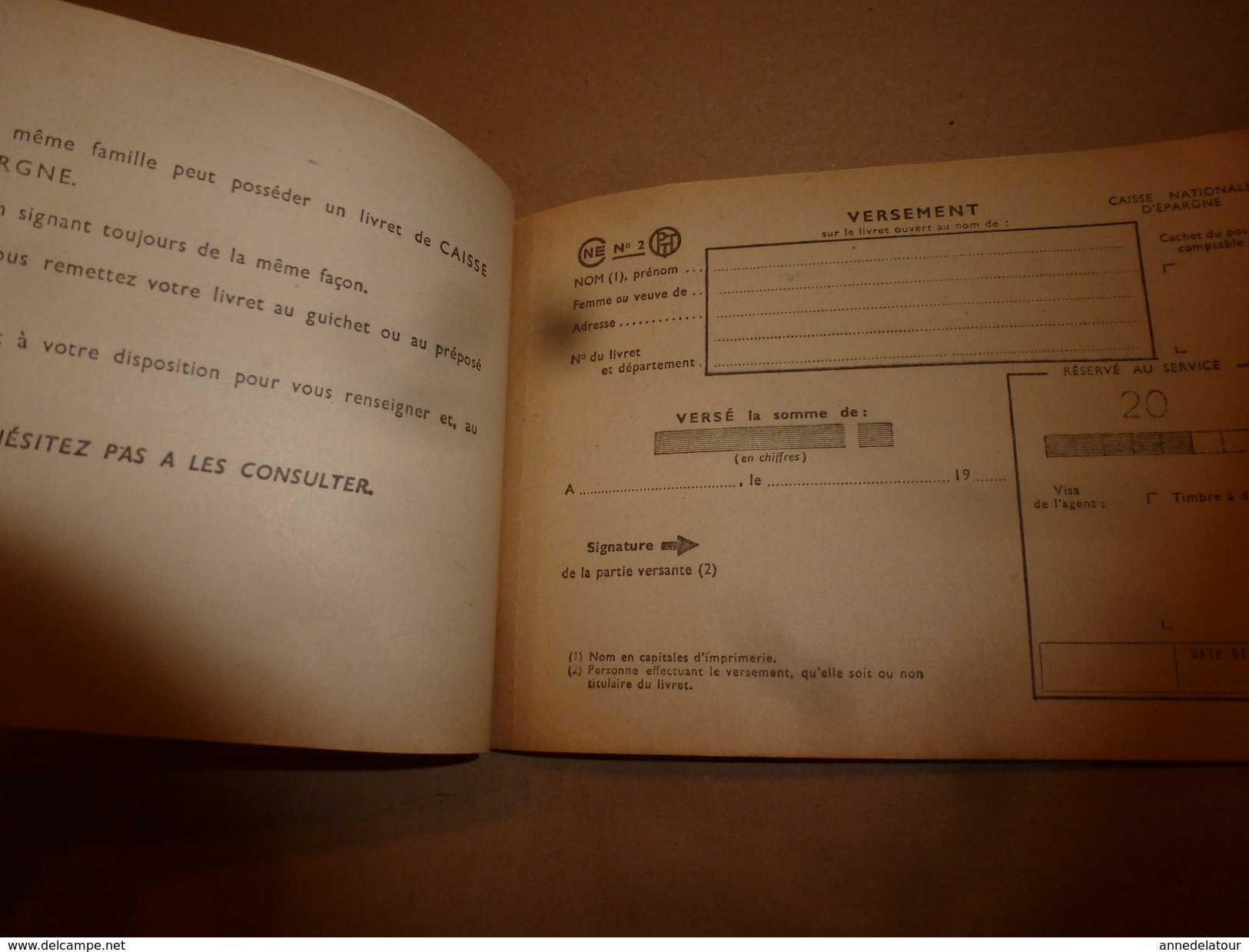 1960-1970  CAISSE NATIONALE D'EPARGNE ,  Formules De Versement Et De Remboursement ,  POSTE Et TELECOMMUNICATIONS - Bank & Insurance