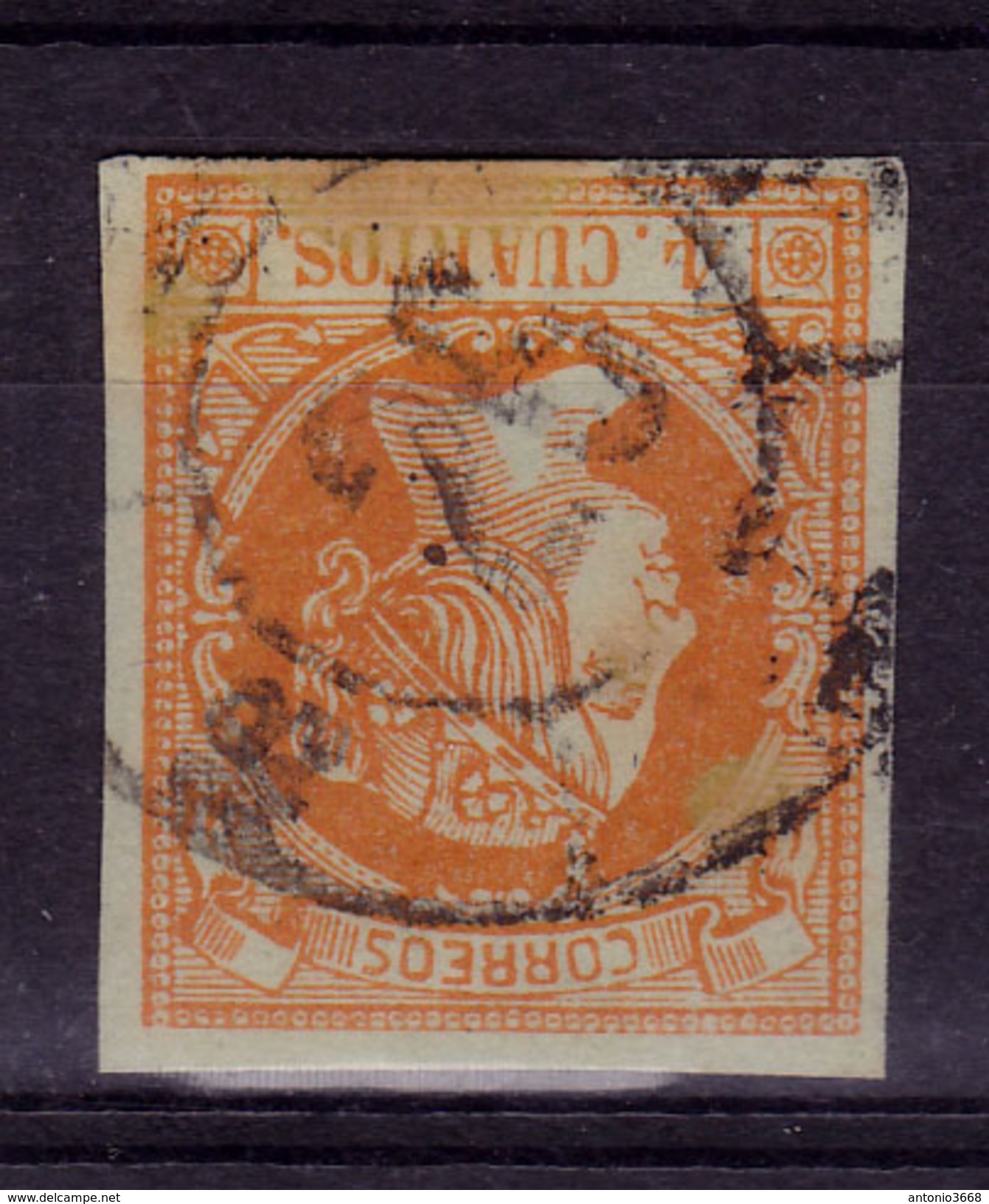 Año 1860 Edifil 52 4c Isabel II    Matasellos Rueda De Carreta 26 Gerona - Gebraucht