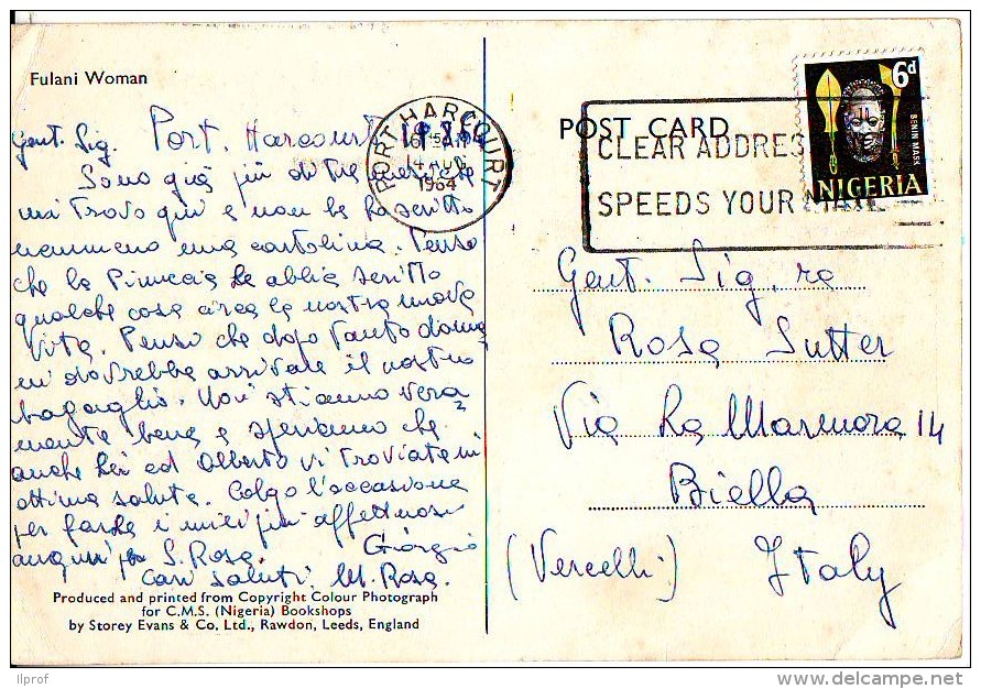 Nigeria, Benin Mask  Francobollo  Val 6 D  Su Cartolina Anni '60 - Nigeria (1961-...)