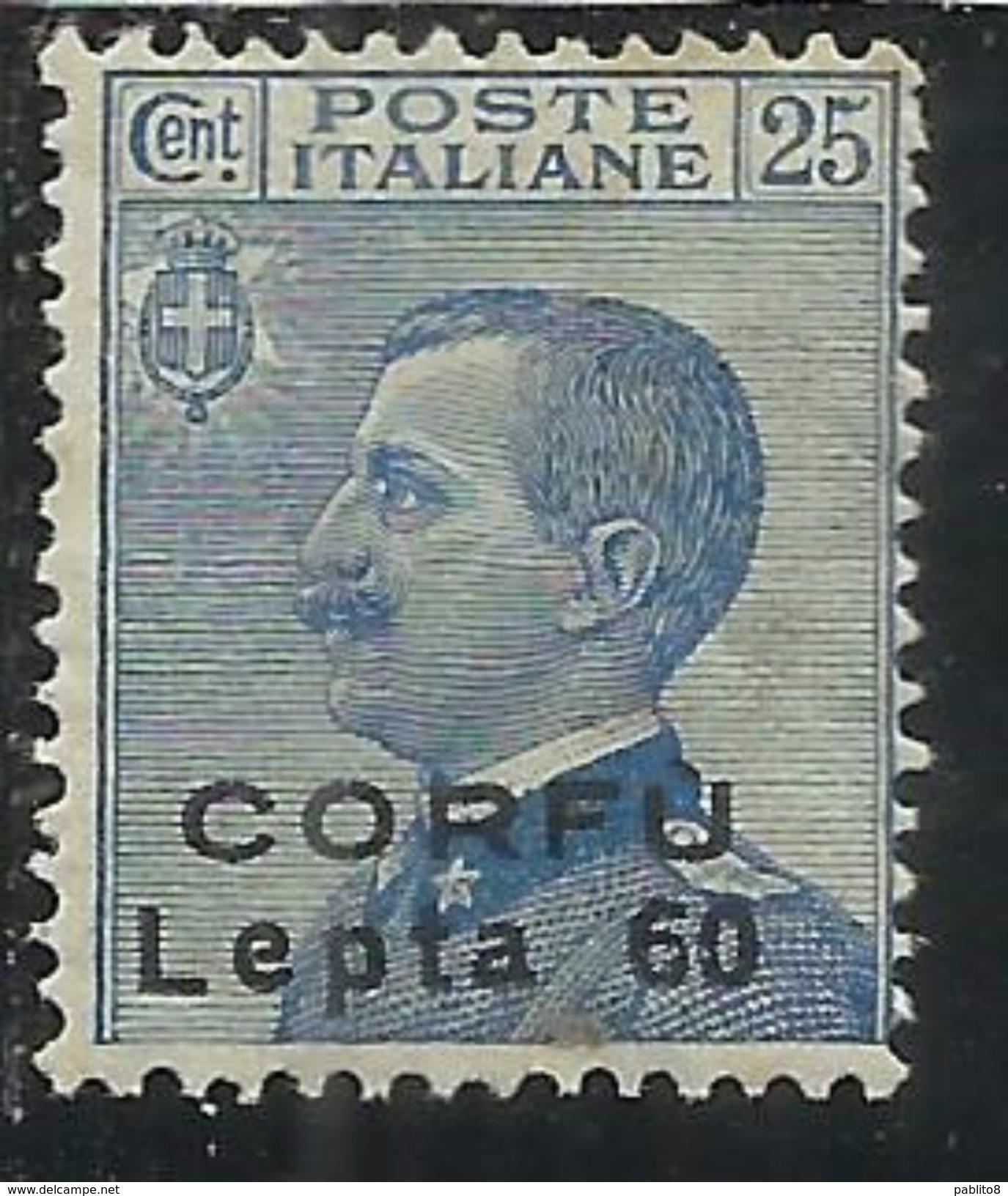 CORFU' 1923 SOPRASTAMPATO D'ITALIA ITALY OVERPRINTED NON EMESSO LEPTA 60 SU CENT. 25 C MNH BEN CENTRATO - Corfu