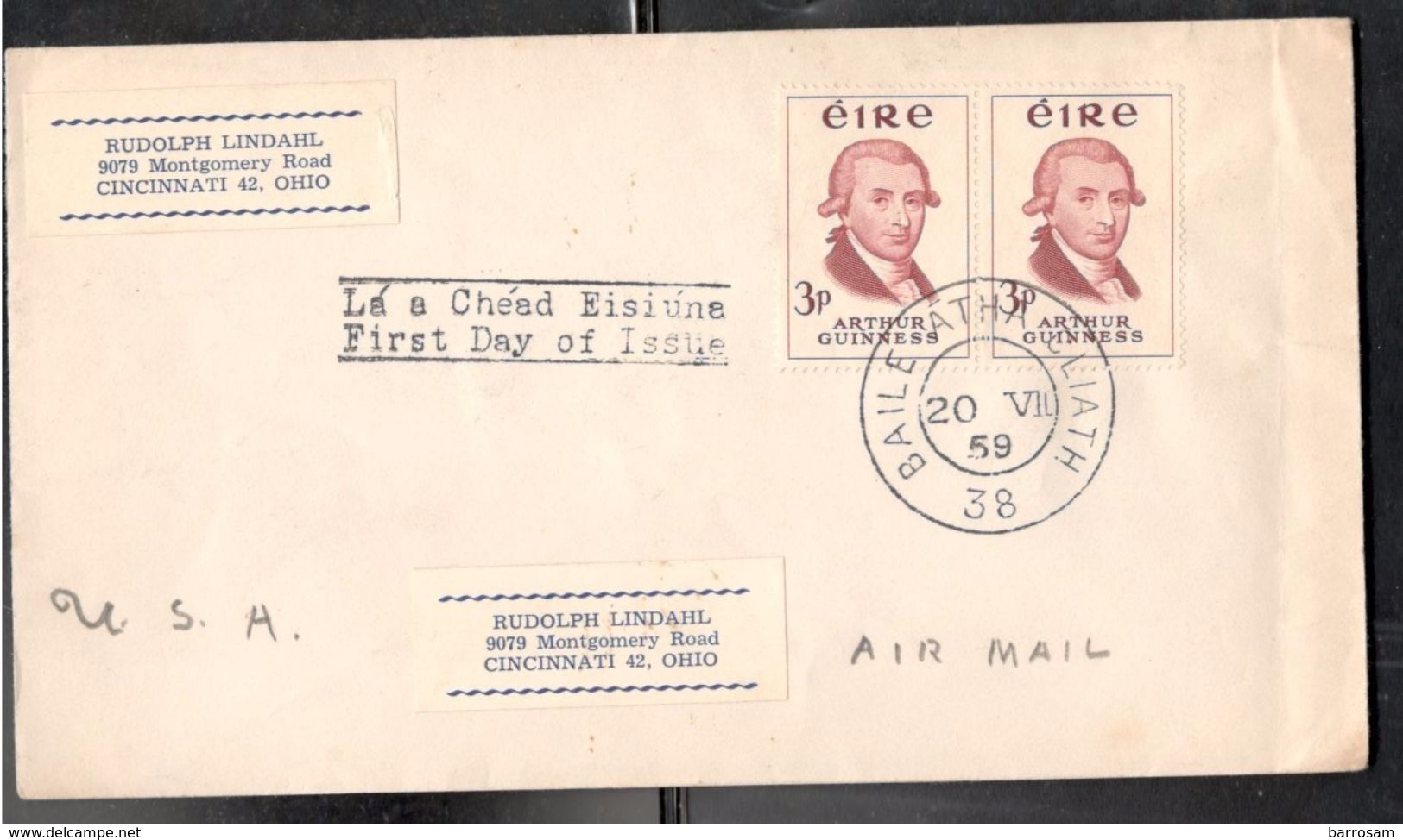 Ireland1959:Michel142pair On FDC To USA - FDC