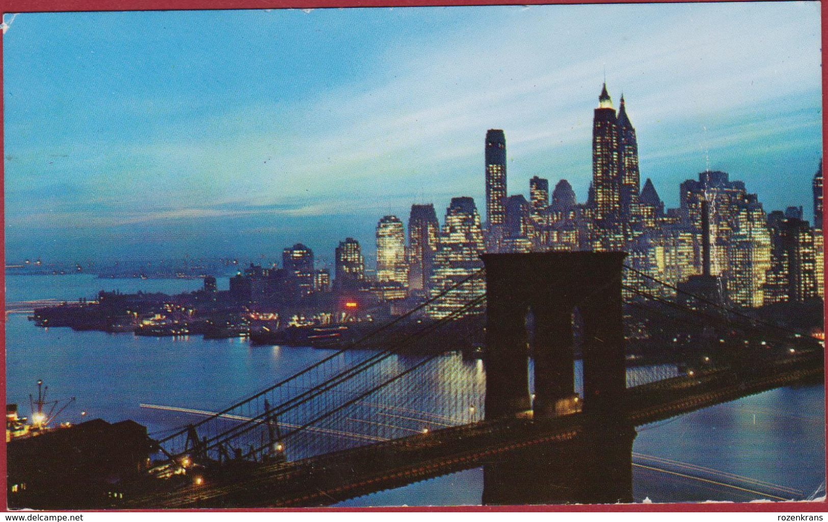 Night Fall In Lower Manhattan With Brooklyn Bridge, New York City 1967 (fold) - Manhattan