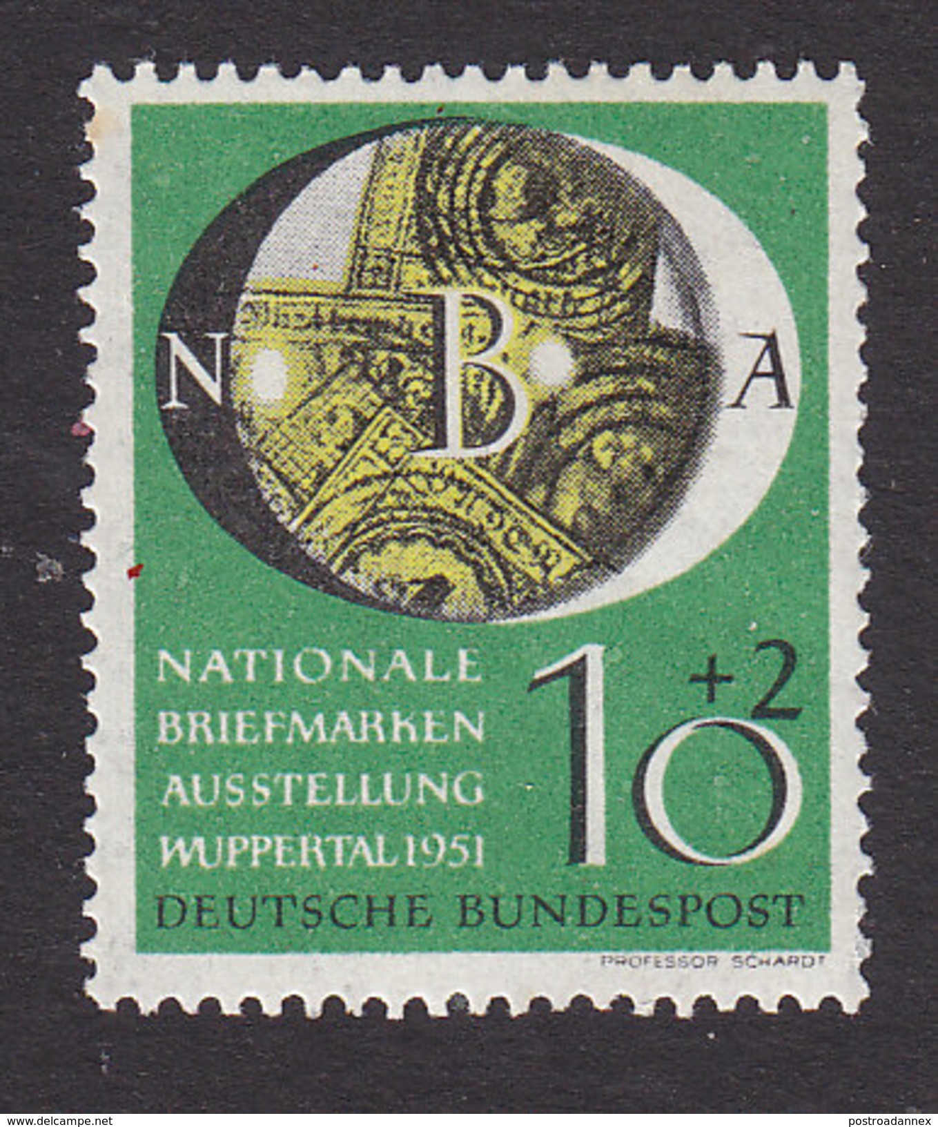 Germany, Scott #B318, Mint Hinged, Stamps Under Magnifying Glass, Issued 1951 - Ungebraucht