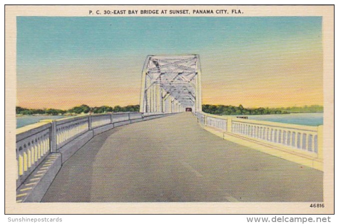 Florida Panama City East Bay Bridge At Sunset - Panama City