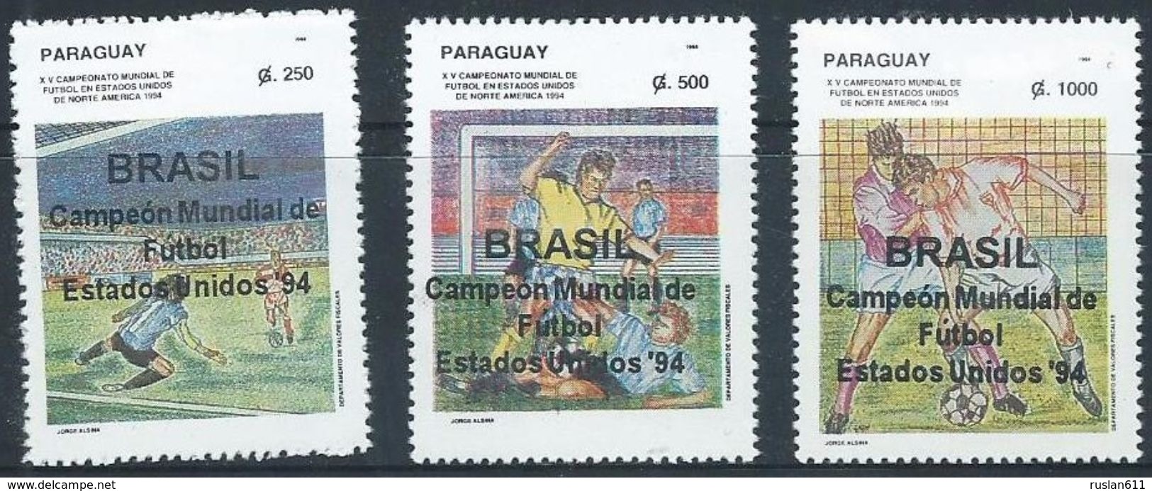 Soccer Football Paraguay #4663/5 Ovpt World Cup USA 1994 MNH ** - 1994 – États-Unis