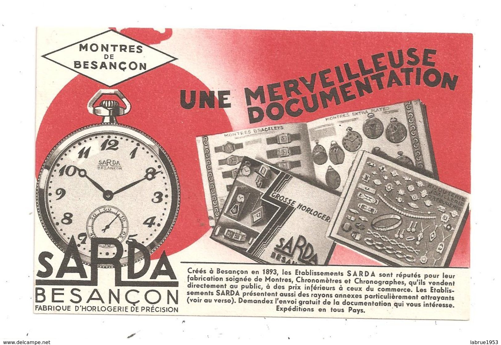 Besançon--Publicité; Montres Sarda (C.1739) - Besancon