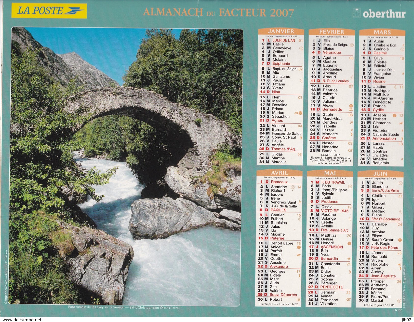 Almanach Du Facteur 2007  OBERTHUR LA POSTE AISNE 02 - Formato Grande : 2001-...