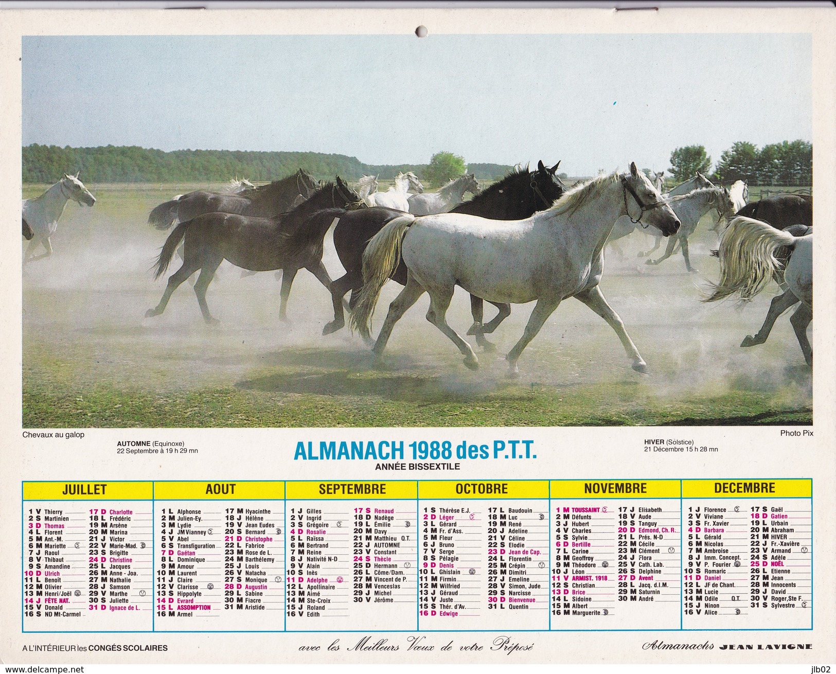 Almanach  1988 Des P.T.T  LAVIGNE OISE 60 - Grand Format : 1981-90
