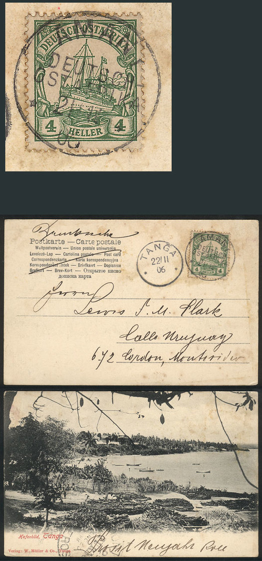 GERMAN EAST AFRICA: "Postcard With View Of "Hafenbild, Tanga", Franked With 4h. - Afrique Orientale