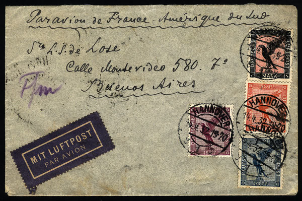 GERMANY: Airmail Cover Sent From Hannover To Argentina On 14/AP/1932 By Air Franc - Autres & Non Classés