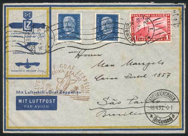 GERMANY: ZEPPELIN Cover Flown To Brazil On 18/AP/1932, Very Fine Quality! - Autres & Non Classés