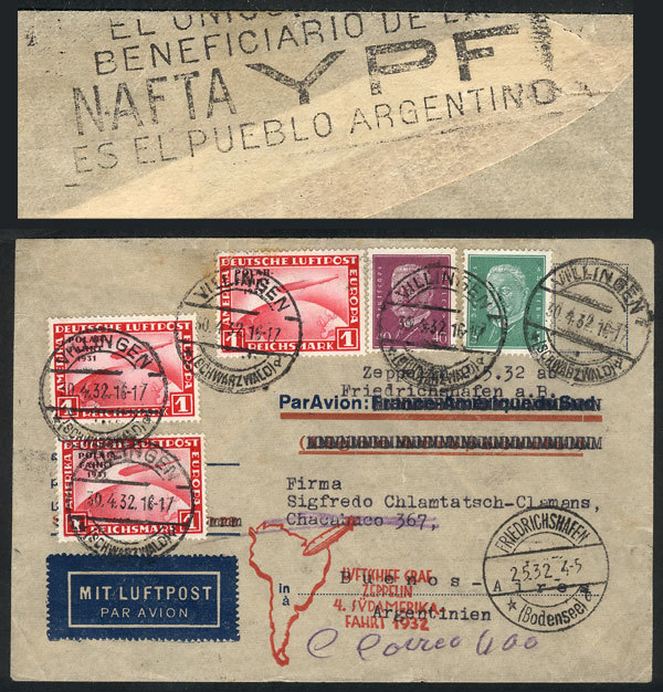 GERMANY: Cover Sent From Villingen To Argentina On 30/AP/1932 By ZEPPELIN, The P - Autres & Non Classés