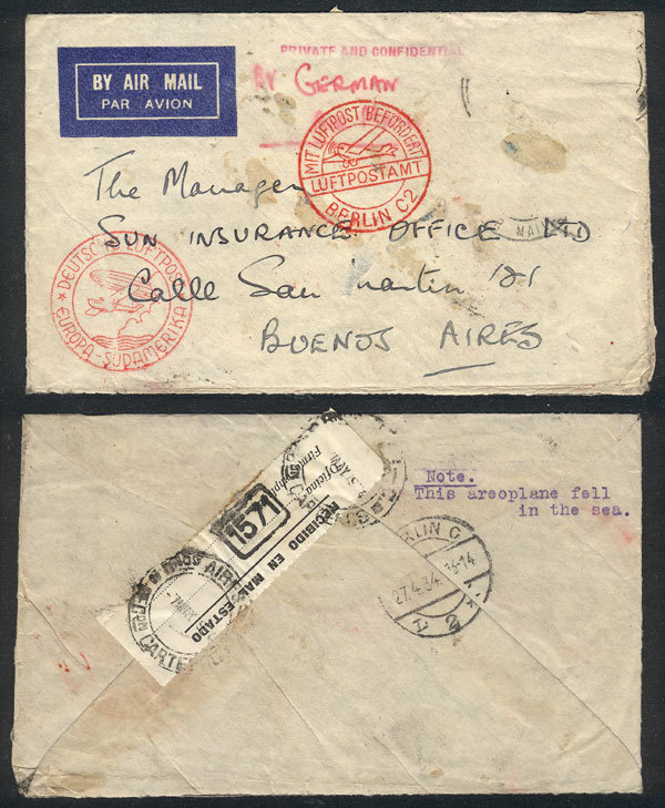 GERMANY: Airmail Cover Sent From Berlin To Argentina On 27/AP/1934, With Missing - Autres & Non Classés