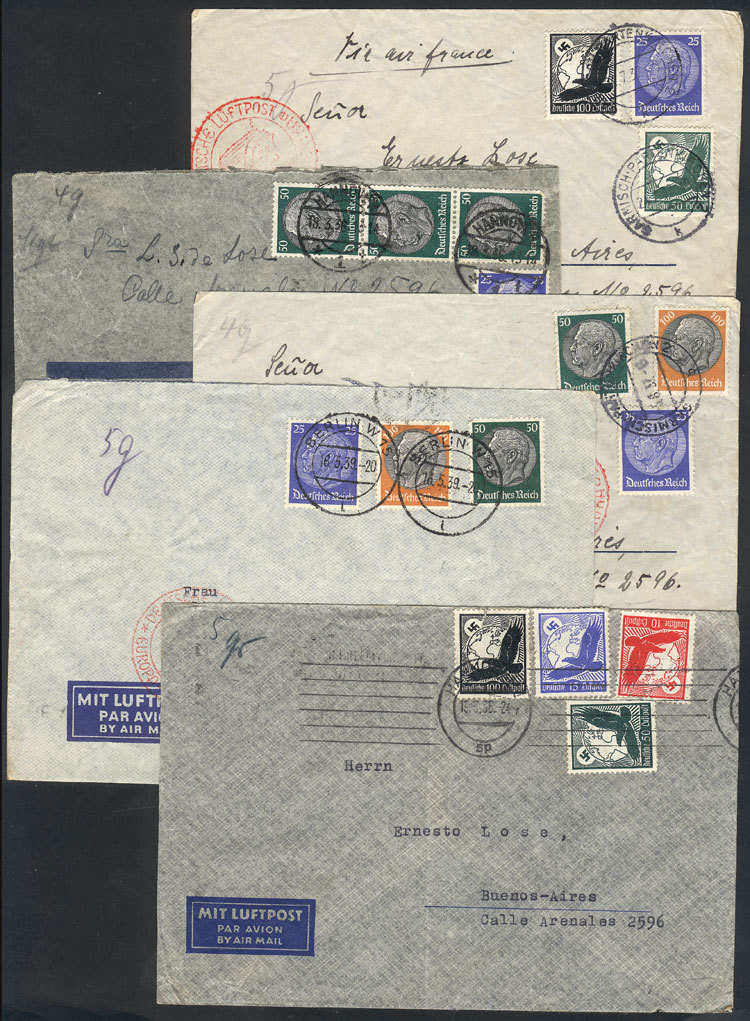 GERMANY: 5 Airmail Covers Sent To Argentina Between 1936 And 1938, All Franked Wi - Autres & Non Classés