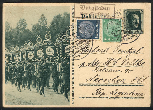 GERMANY: Illustrated Postal Card (Nazi Military Parade) With Additional Postage - Autres & Non Classés