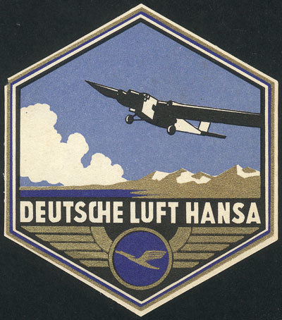 GERMANY: Circa 1934: Original Luggage Label Of Deutsche Lufthansa, Excellent Qual - Autres & Non Classés
