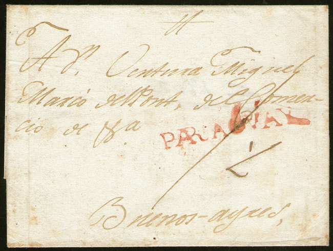 PARAGUAY: Folded Cover Sent From Asunción To Buenos Aires (circa 1806) With Stra - Paraguay