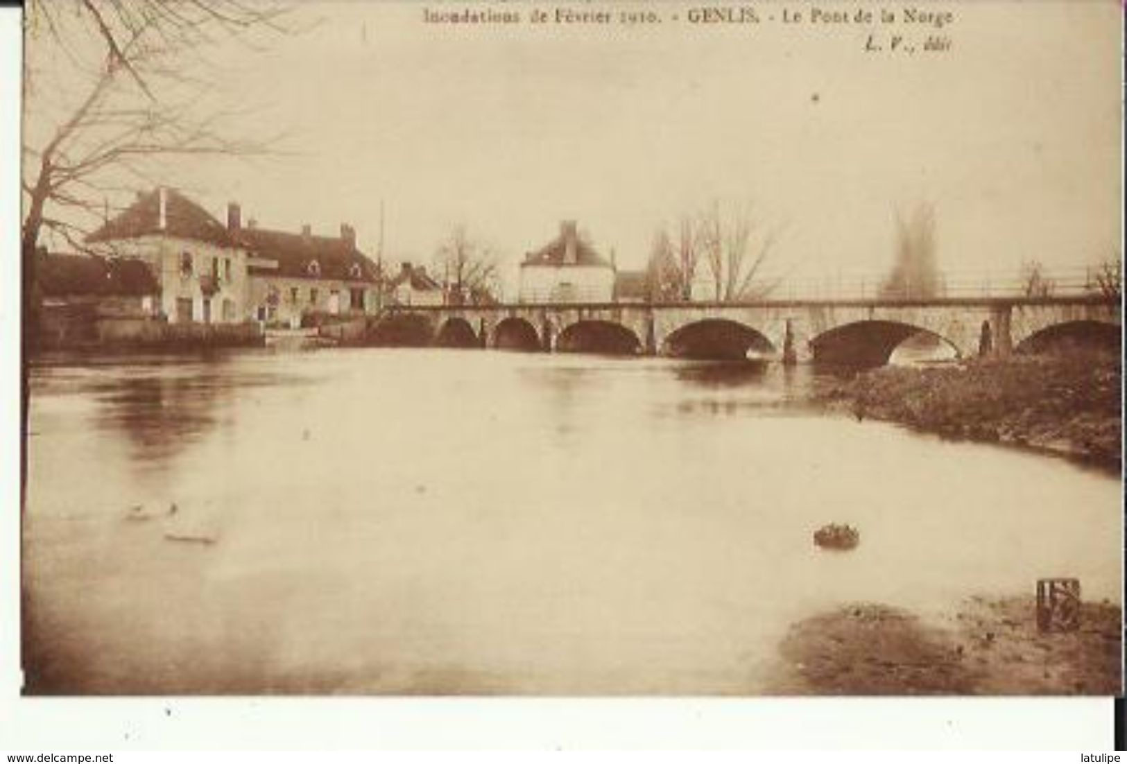 Photo  De Genlis  21   Le Pont De La Norge Inondations De 1910 _repro - Autres & Non Classés