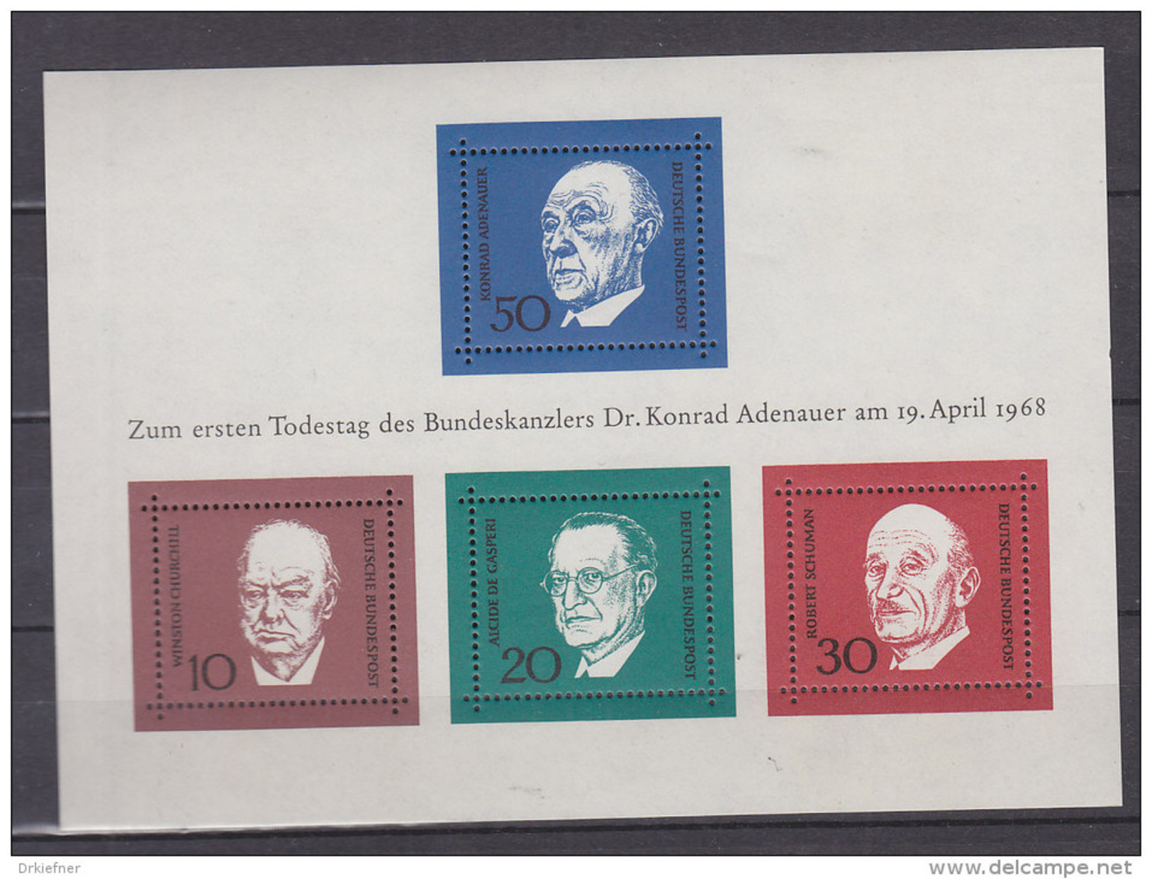 BRD Block 4, Postfrisch **, 1. Todestag Von Konrad Adenauer - Other & Unclassified