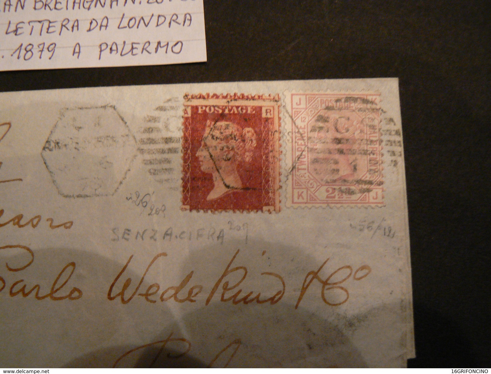 6 - 1 - 1870 SMALL LETTER WITH POSTAGESTAMPS OF1858 OF 1P. + 2 +1/2 P. ROSE...BELLA LETTERINA + 2 FRANCOBOLLI - Brieven En Documenten