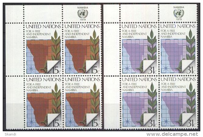 UNO NEW YORK 1979 Mi-Nr. 336/37 Eckrand-Viererblocks ** MNH - Unused Stamps