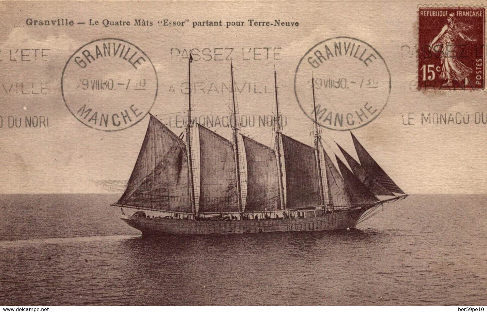 GRANVILLE LE QUATRE MATS ESSOR PARTANT POUR TERRE-NEUVE - Sailing Vessels