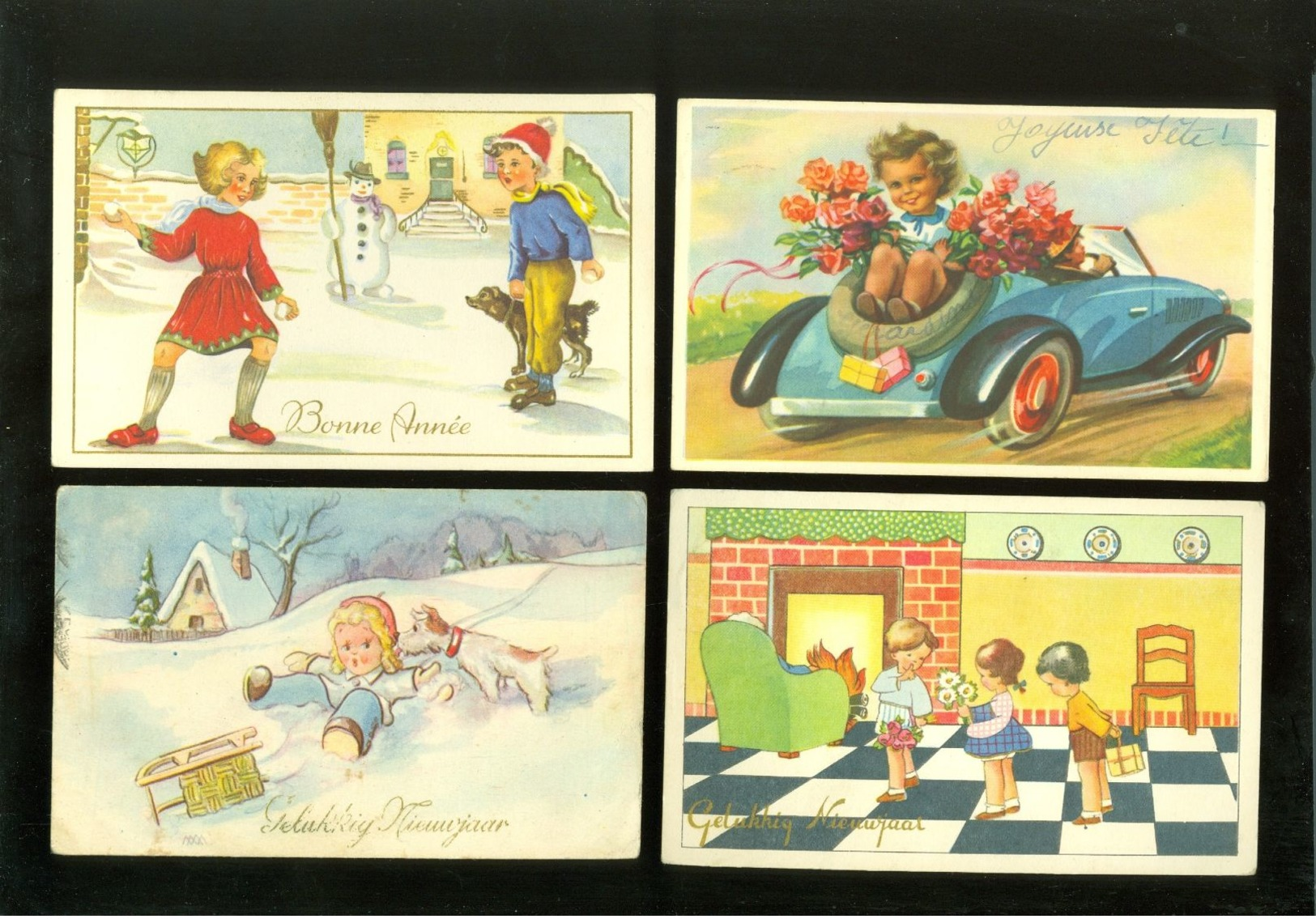 Beau lot de 60 cartes postales de fantaisie   Mooi lot 60 postkaarten van fantasie -  60 scans