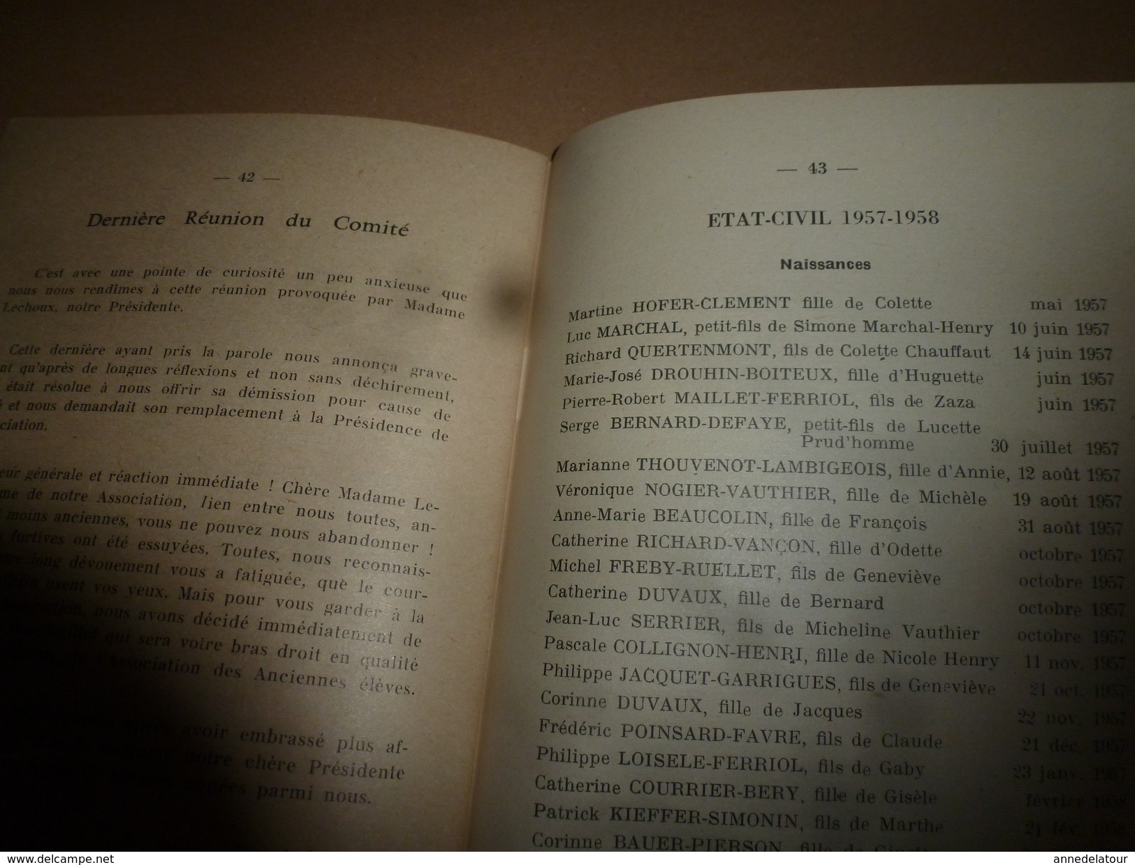 1958 Ass. ANCIENS ELEVES Collège JEUNES FILLES de NEUFCHATEAU (Monique Demangeon, Nicole Corroy, Annette Poinsot, etc)