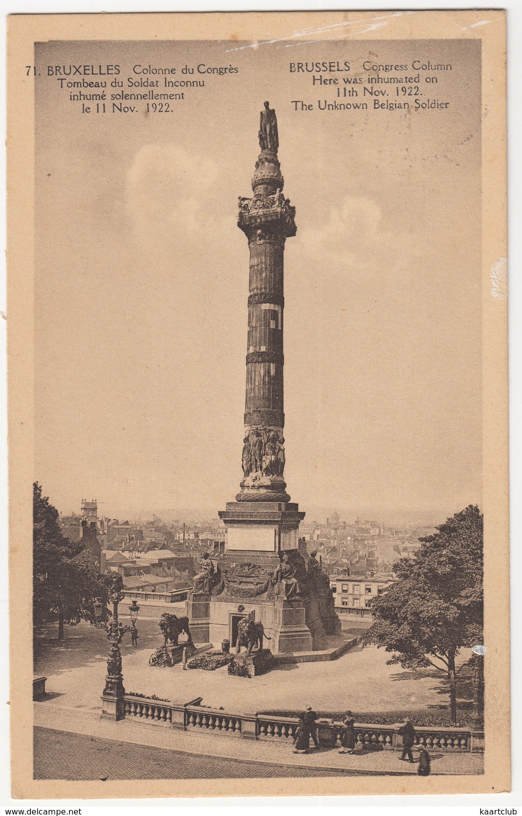 Bruxelles - Colonne Du Congrès - Congress Column - Brussels - (1927)  - Belgie/Belgique - Monumenti, Edifici