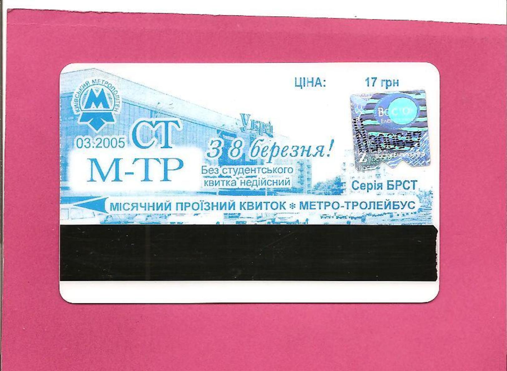 CARTE METRO EN UKRAINE . MARS 2005 - Ukraine